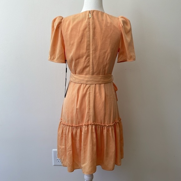 Karl Lagerfeld Aero Charm Belted Flounce Dress in Apricit Size 7 NWT - Picture 6 of 11